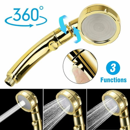 3 In 1 High Pressure Showerhead Handheld Shower Head Hand Held with ON/Off Pause -Gold