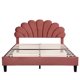 thumbnail image 1 of [Flash Sale]Queen/Full Size Upholstered Platform Bed with Flower Pattern Velvet Headboard Beige/Bean Paste Red[US-W] My Lux Decor Round, 1 of 7