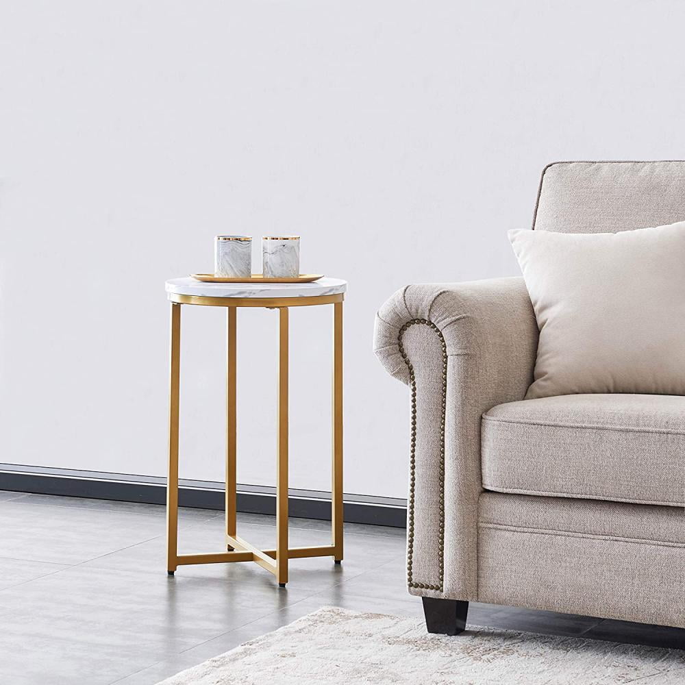Mini Round End Table for Coffee Living Room Side Table Portable Metal ...