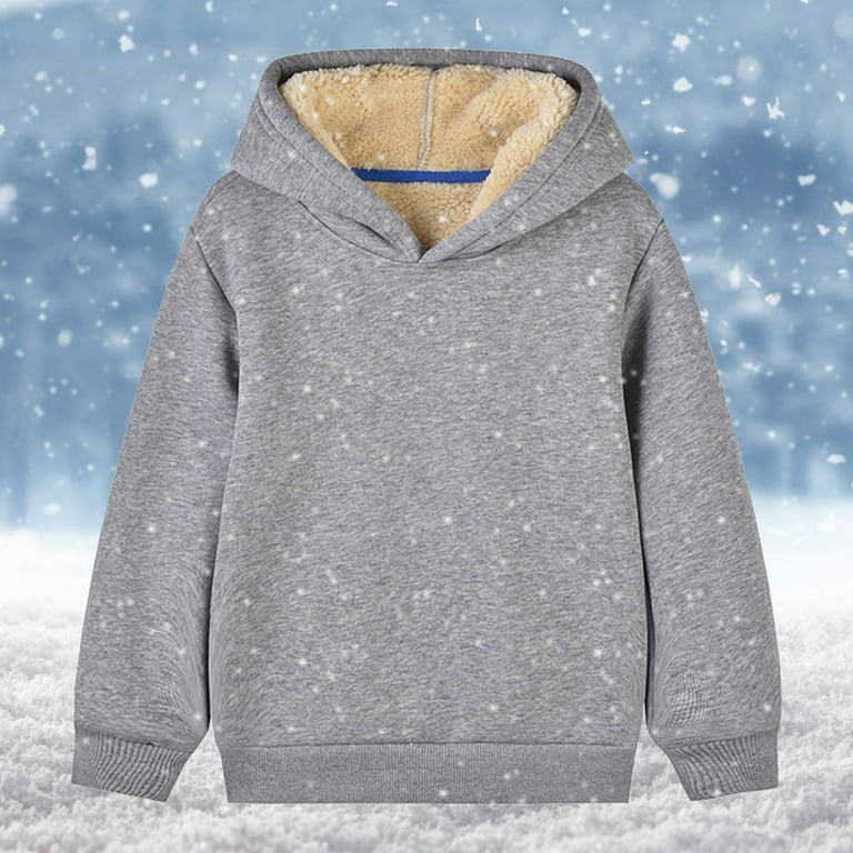 Boys Girls Winter Sherpa Lined Hoodie Kid s Fleece Pullover Hooded Sweatshirt