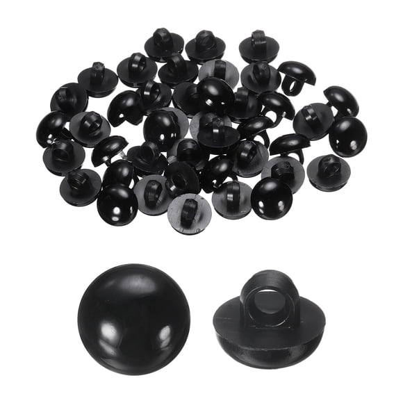 Uxcell 50pcs Plastic Buttons 0.39" Mushroom Domed Sewing Button with Shank, Black