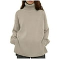 thumbnail image 2 of Qetyuw Turtleneck Knit Sweaters for Women Chunky Solid Color Long Sleeve Jumper Oversized Casual Pullover Sweater, 2 of 6