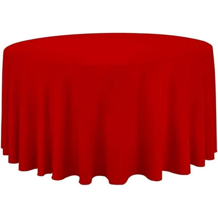 

Valentina Textile INC Premium Polyester Tablecloth - 120 Round White Tablecloth for Wedding Restaurant or Banquet (Red)