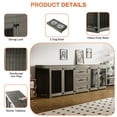 thumbnail image 5 of Rophefx 95.4" Dog Crate Furniture for 2 Dogs,Large Kennel with 3 Drawers and 4 Bowls,Wooden Heavy Duty Indoor Dog House,Grey, 5 of 10