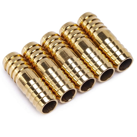 LTWFITTING Brass Barb Splicer Mender 1/2-Inch ID Hose Fitting Air Water Fuel Hose Joiner(Pack of 5)