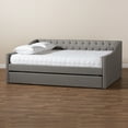thumbnail image 5 of Baxton Studio Haylie Light Gray Upholstered Full Size Daybed with Roll-Out Trundle Bed, 5 of 11