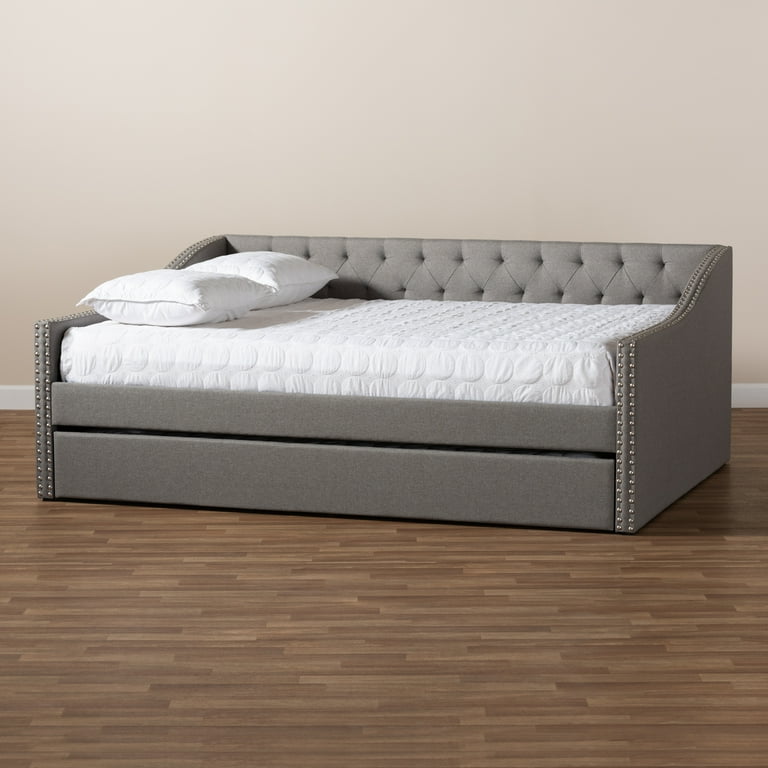Baxton studio haylie size grey upholstered daybed with trundle discount