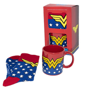 Angle View: Wonder Woman Coffee Mug & Sock Set- Officially Licensed DC Comics Product