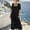 Black, variant on ClodeEU Women's Square Neck Puff Sleeve Maxi Dress,Casual Loose Fit Flowy Dress Light Blue,Women's Plus L