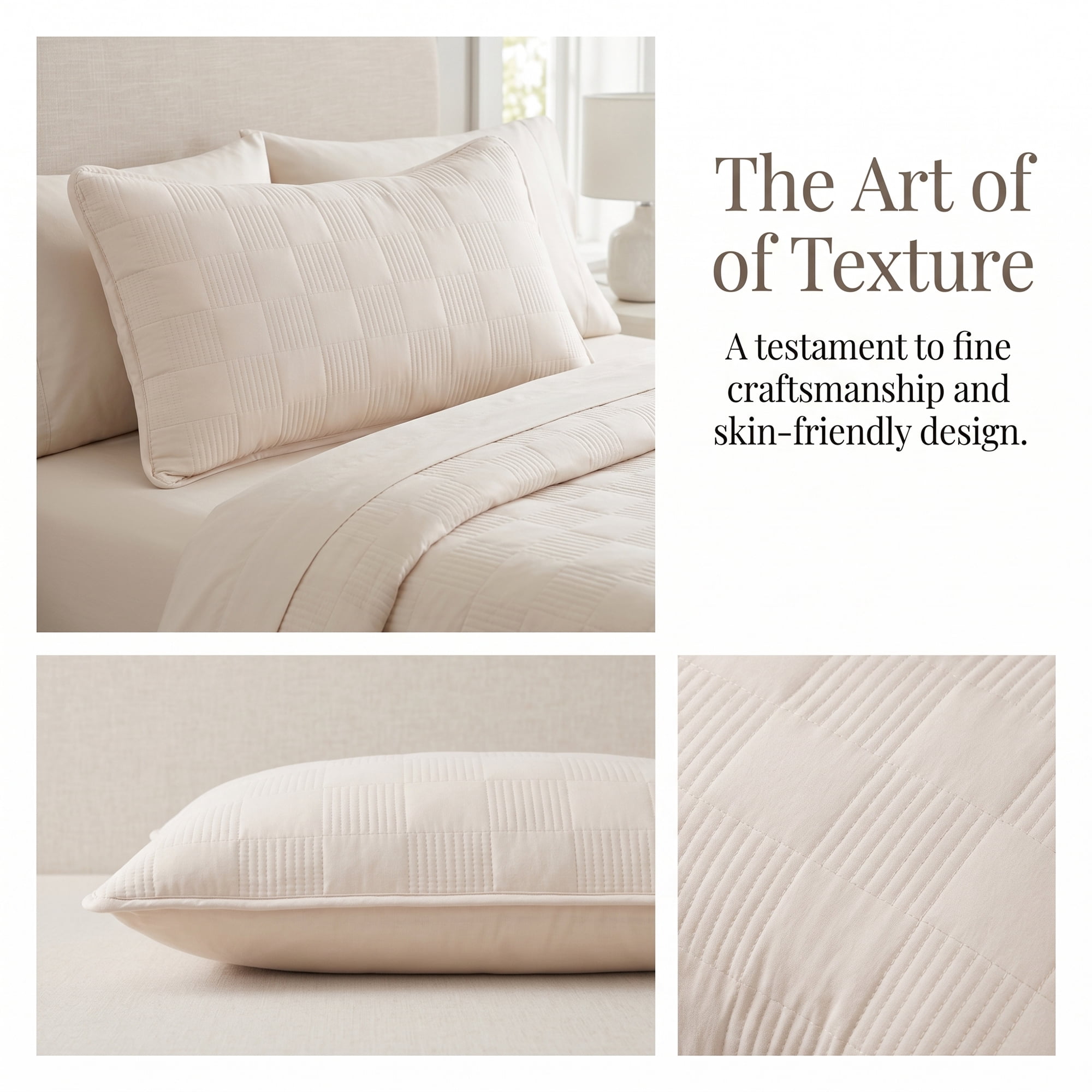 Unique Bargains Comfortable Pillow Protector, 2-pack, Polyester Quilted for Home Beige