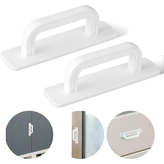 2 Pack Adhesive Cabinet Handles, Stick on Handle, No Drill Cabinet Pulls Peel and Stick, Cabinet Door Handles for Cabinet Closet Glass Sliding Shower Door Handle