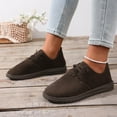 thumbnail image 4 of Womens Casual Lace Up Flats, Suede Soft Round Toe Lightweight Comfortable Shoes for Everyday Walking, Coffee,Size 43, 4 of 9