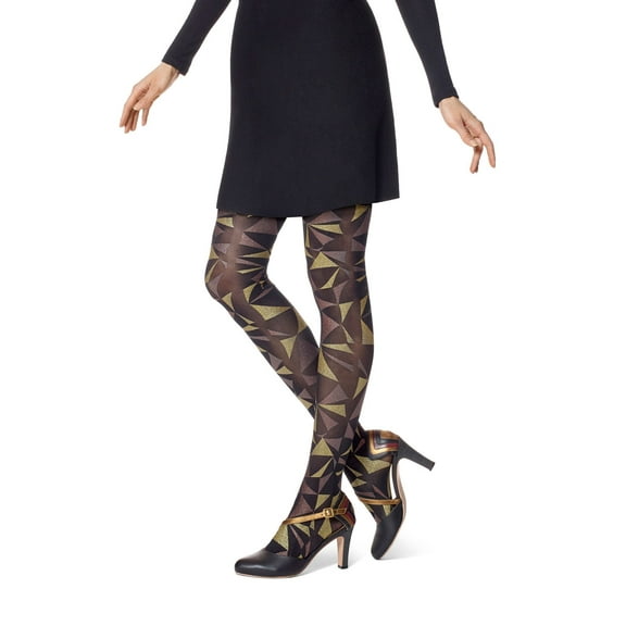 HUE Womens Geo Glitter Printed Tights;S/M