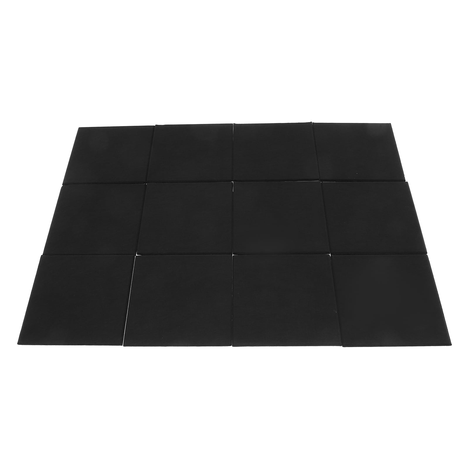 Hytrove Black Acoustic Wall Panels Self-Adhesive 12pcs Polyester Flat Grid Design for Home Theater Soundproofing