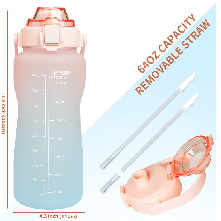 ELYPHINE 32/24 oz Water Bottles with Removable Straw & Time Marker,  Motivational Sports Bottles with BPA Free Tritan Material, Leakproof Water  Jug for Fitness 32OZ Veiled Rose