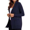 thumbnail image 3 of Cardigan en Tricot à devant Ouvert pour Femme, Manches Longues, avec Poche, Bleu Marine, G, 3 of 10