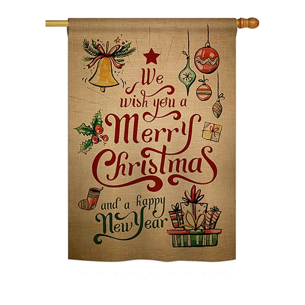 Ornament Collection Merry Christmas And Happy New Year Winter Seasonal Christmas Impressions Decorative Vertical House Flag 28 X 40 Printed In Usa Walmart Com Walmart Com