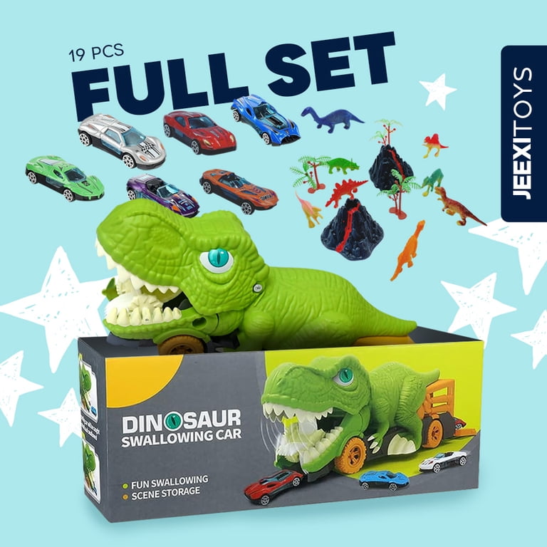 JEEXI Swallowing Cars Dinosaur Truck - 19 PCS Set, Carrier Toys