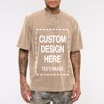 thumbnail image 5 of Custom T-Shirt with Your Image for Men Women, 230g Pure Cotton Washed Short Sleeve Tee Brown XL, 5 of 6