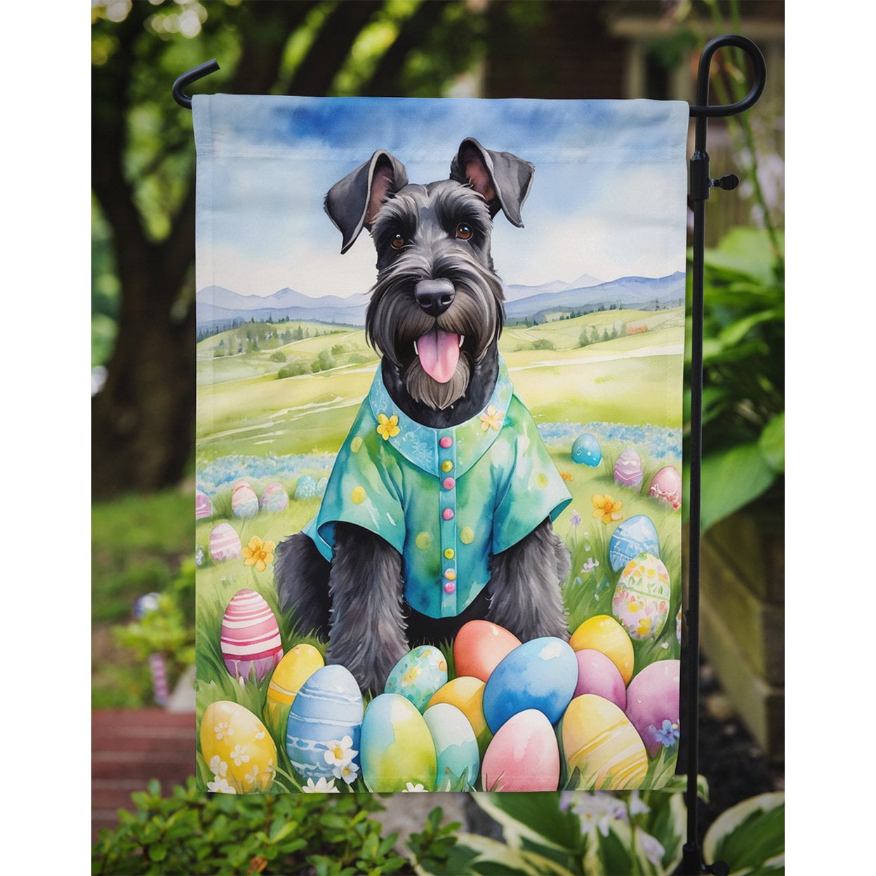 Giant Schnauzer Easter Egg Hunt Garden Flag