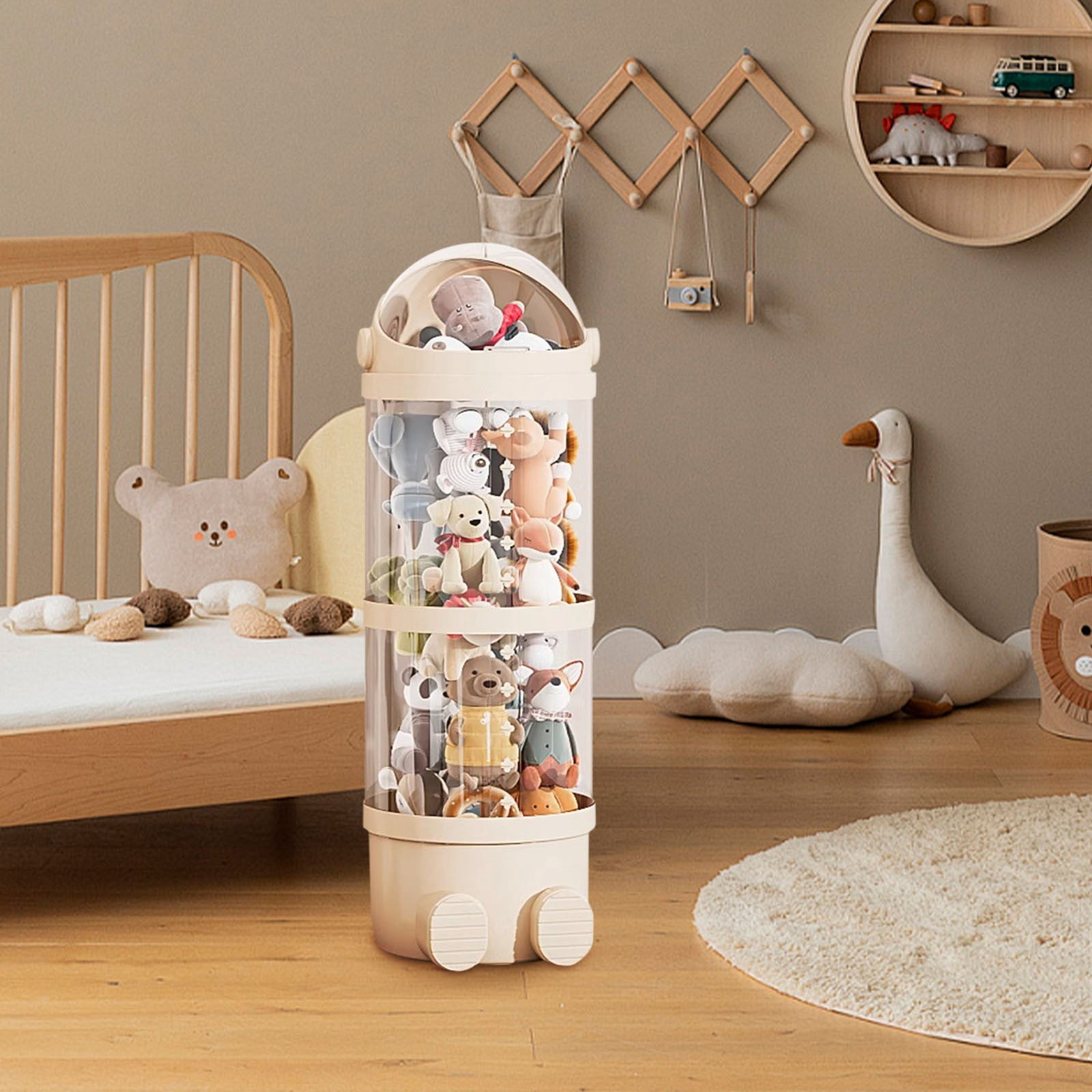 Mouliraty Vertical Toy Storage Tube Stuffed Animals Storage Tube Plushies Storage Stuffed Animals Organizer Tube Pet Transparent Bucket For Kids Toy OrganizerLarge Toy
