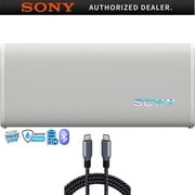 Sony SRSULT30/W ULT Field 3 Wireless Portable Bluetooth Speaker, Off-White Bundle with Deco Essentials 6 Foot Braided USB-C to USB-C Cable
