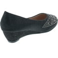 thumbnail image 5 of Link Fisher-3K Girl's Slip On Rhinestone Wrapped Wedge Heel Party Shoes, Black, 11, 5 of 7