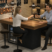 GDLF Bar Height Table with Fridge Space, 41.1H Counter Height Pub Tall Dining Table, Kitchen Bar with Storage