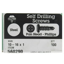 Hillman #10-16 X 1In Zinc Pan Head Phillips Self Drilling Screw 100Pk