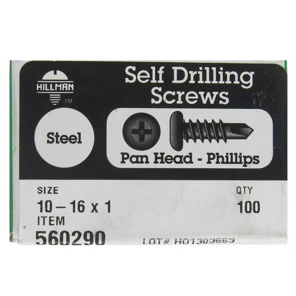 Hillman #10-16 X 1In Zinc Pan Head Phillips Self Drilling Screw 100Pk