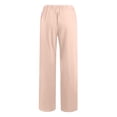 thumbnail image 4 of Flowy Pants for Women,  Women Summer Wide Leg Pants Drawstring Elastic High Waisted Lounge Pants Beach Casual Trousers with Pockets, 4 of 5