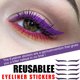 thumbnail image 3 of Adhesivos de sombra de ojos con brillo plateado, efecto párpado doble, color púrpura, 5 pares (10 unidades)., 3 of 7