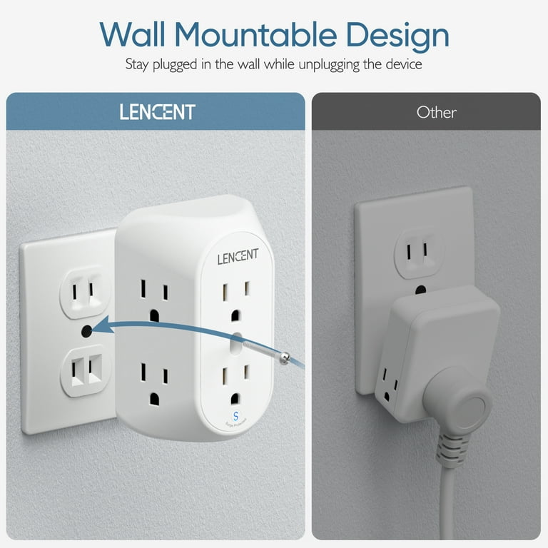 LENCENT 2 Prong Power Strip, 3 to 2 Prong Grounding Outlet Adapter,  Polarized Pl