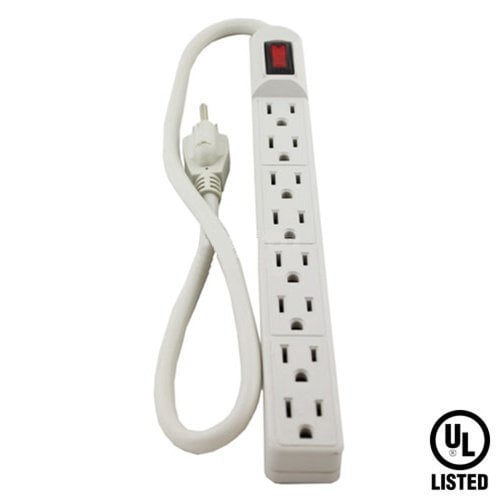3 FT 6 Outlet Safety Circuit Break Surge Protector AC Wall Power Strip UL Listed