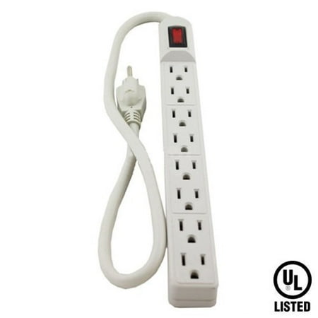 Wideskall 2 Feet 8 Outlet Ul Certified Surge Protector Power Strip Ivory