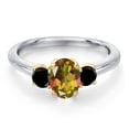 thumbnail image 3 of Gem Stone King 10K Two Tone Gold Mango Mystic Topaz and Black Diamond Engagement Ring for Women | 1.54 Cttw | Oval 7X5MM | Gemstone November Birthstone | Size 5, 3 of 6