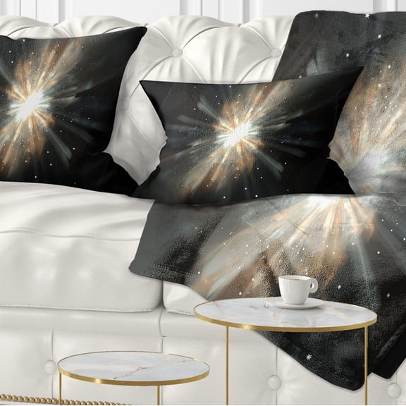 Designart Fractal Star Galaxy - Abstract Throw Pillow - 12x20