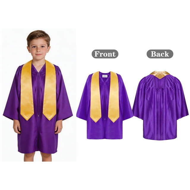 Robes de Fin d'Études pour Enfants, Étole de Remise des Diplômes de Maternelle, Robe de Remise des Diplômes Violette, Tenue de Remise des Diplômes pour Garçons 6-7 Ans