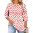 thumbnail image 3 of TaTaai Women's Plus Size Printed T-Shirt Round Neck 3/4 Sleeve Chest Cut-out Design Loose Fit Casual Spring Summer Layering Blouse Gift, 3 of 6