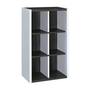 Claire and Barry ENKEL series Two-Tone 6-Cube Storage Organizer, THICK FRAMES for a modern look, Snow White and Carbon Grey