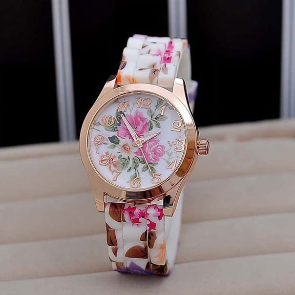 ZsaeSM Floral Watches for Women Casual Vintage Pastoral Style Quartz Ladies Watches Fashion Round Shape Wristwatch