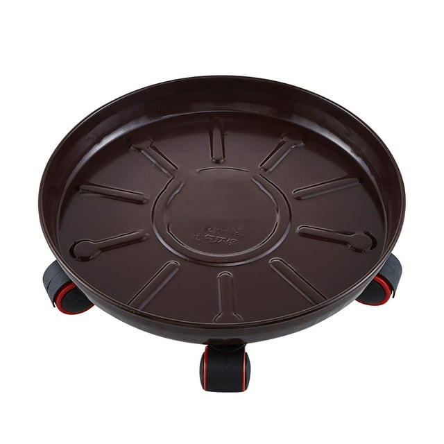 Iron Metal Universal Wheel Base Circular Thickened Pad with Water Receiving Box, Movable Iron Metal Flower Pot with Roller Tray Water Pot for Plants