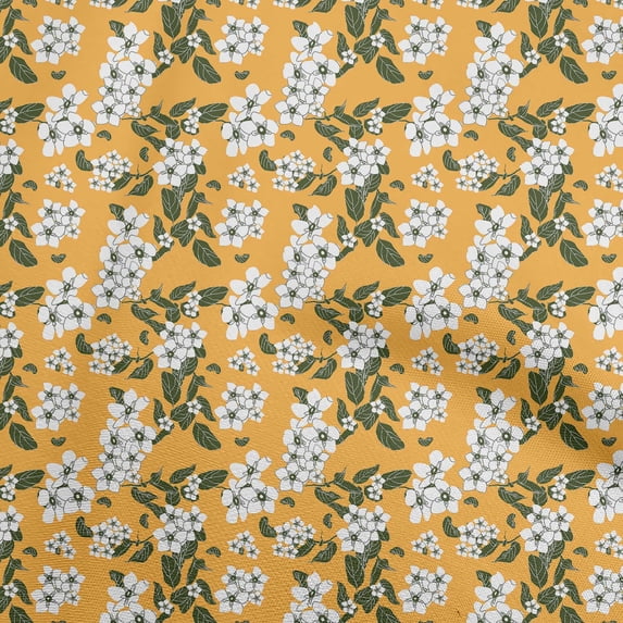 oneOone Cotton Poplin Yellow Fabric Kids Floral Sewing Material Print Fabric By The Yard 56 Inch Wide