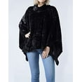 thumbnail image 5 of StylesILove Women Striped Faux Fur Soft Poncho Cape Ultra Warm Warp for Autumn Winter Season (Black), 5 of 7