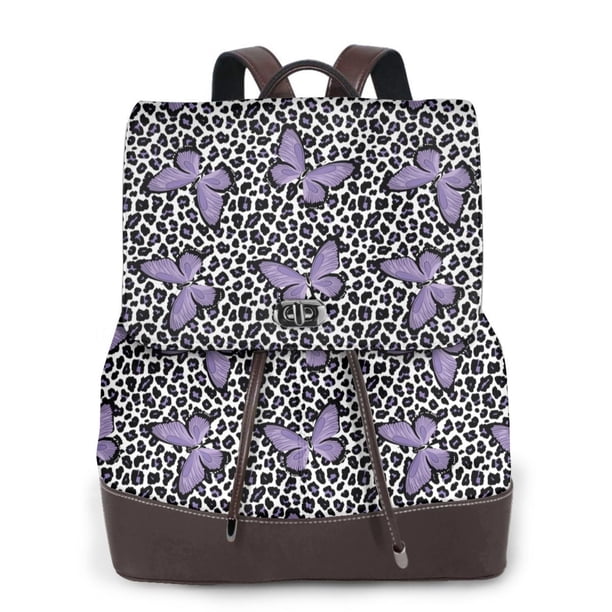 Fotbe Purple Butterflies Mochila Bolso con Estampado para Mujer, Mochila Antirrobo de Nylon Impermeable, Bolsa Ligera de Hombro