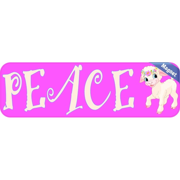 10in x 3in Peace Lamb Sheep Vinyl Vehicle Bumper Magnet Car Window Magnets