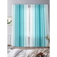 thumbnail image 3 of Sheer Curtains 96 Inches Long 2 Panels, Watercolor Ocean Turquoise Line Rod Pocket Curtain Voile Draperies, Modern Geometrical Stripe Art Light Filtering Window Treatment for Living Room, 3 of 8
