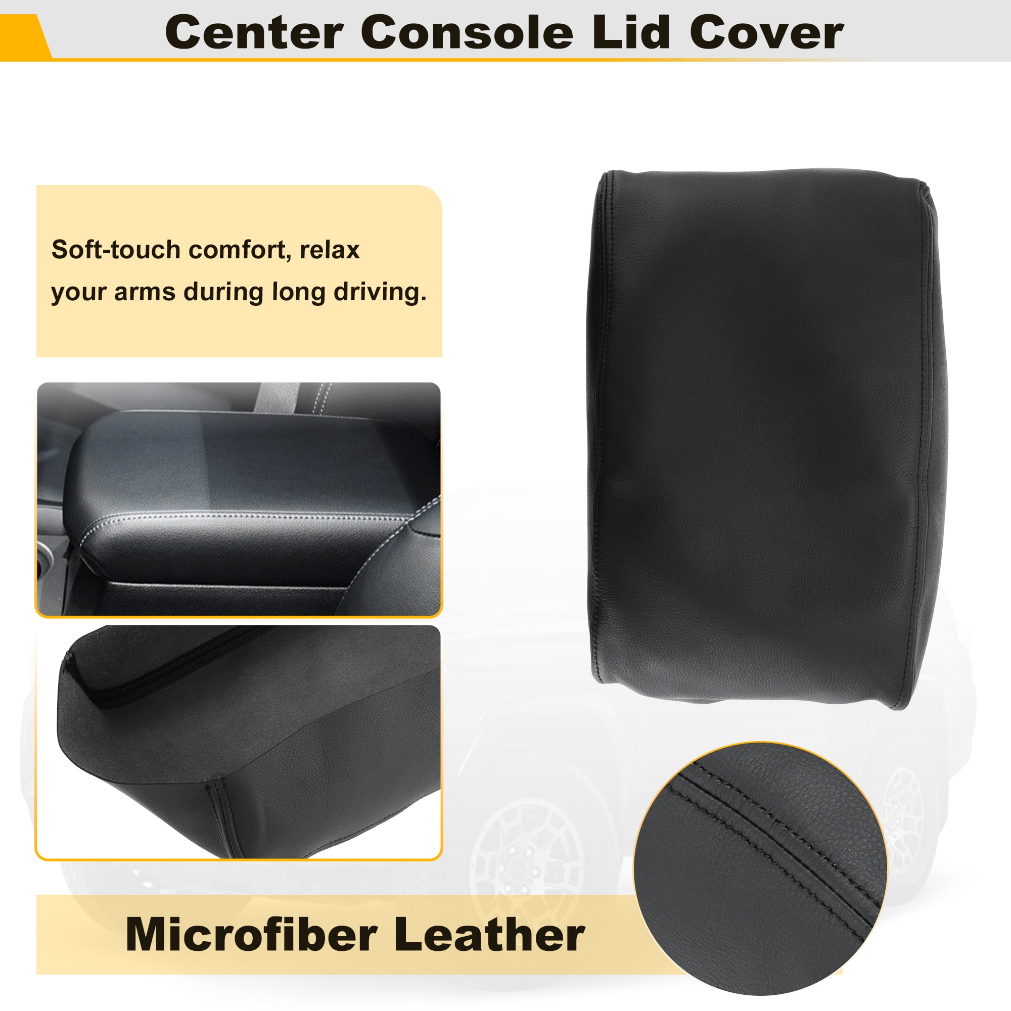 Unique Bargains Premium Center Console Armrest Cover for Toyota 4Runner 2010 to 2023 Black