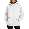 thumbnail image 2 of WWC Womens Hoodie, Quarter Zip Pullover Sweatshirt with Pockets, Loose Fit Half High Collar Casual Sweater S-XXL, 2 of 6