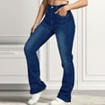 thumbnail image 5 of WTOBBY Women's Fashion High Waist Stretch Slimming Micro-flare Jeans, Denim Pants with a Flattering and Trendy Fit, Comfortable Waist with Tapered Leg,Blue L, 5 of 7
